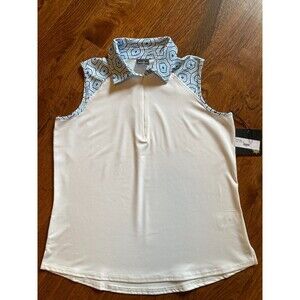 NWT Belyn Key Kali Sleeveless Golf/Tennis Top UPF 50 White Burst Print Size M